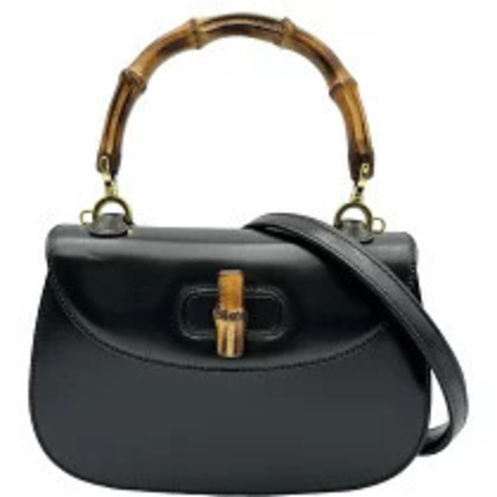 Gucci Bamboo Handbag Black Calfskin